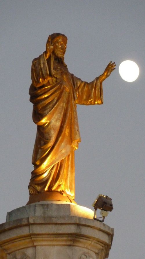 jesus statue moon