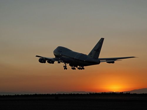 jetliner sunset takeoff