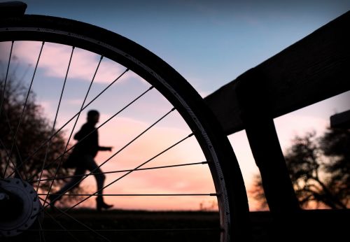 jogging sunset bike