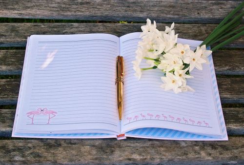 journal pen flowers