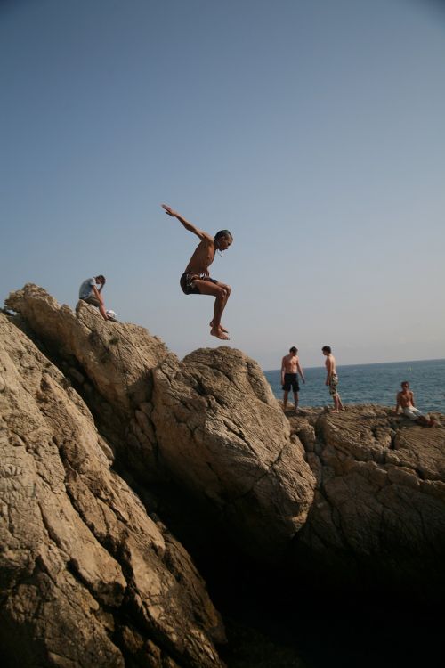 jump diving sea