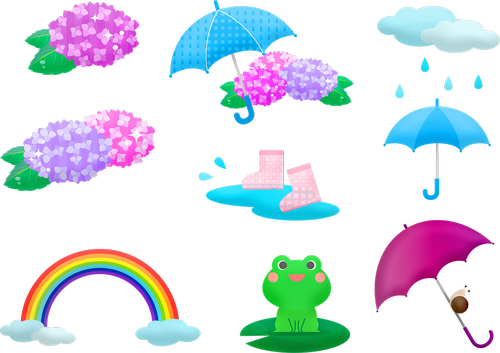 kawaii frog  rainy season  japanese