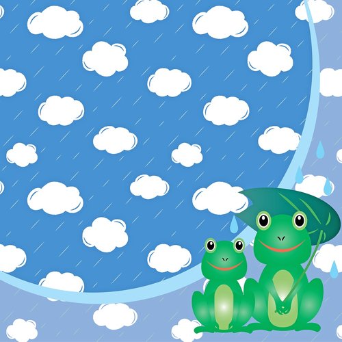 kawaii frog  rainy season  japanese
