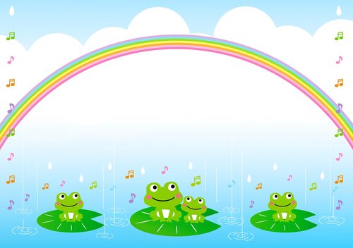 kawaii frog  rainy season  japanese