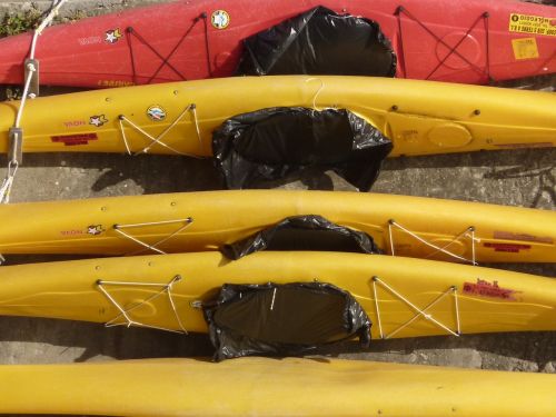 kayak yellow red