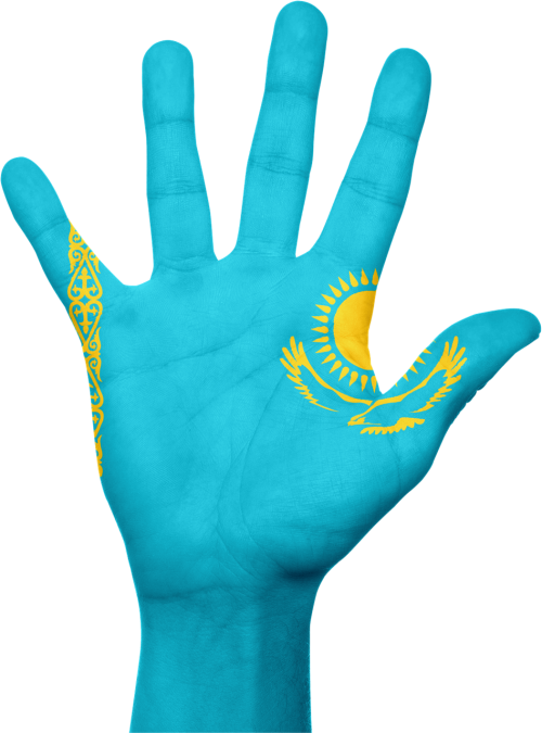 kazakhstan flag hand