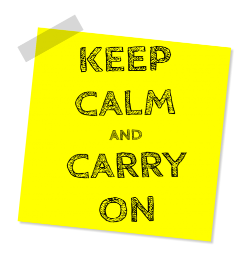 keep calm and carry on message slogan