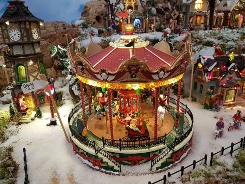 kerstdorpje snow carousel