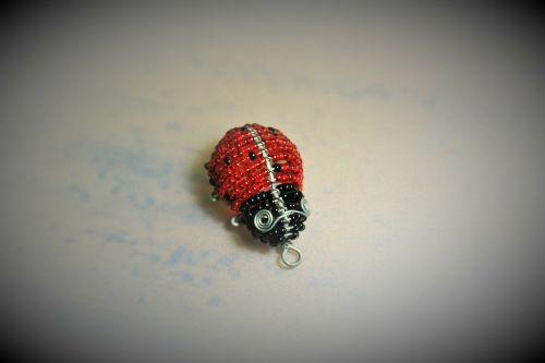 key fob beads ladybug