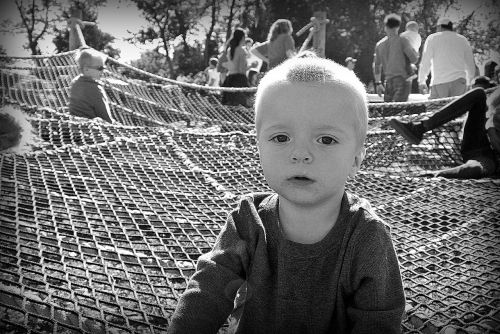 kid serious black and white