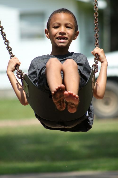 kid boy swinging