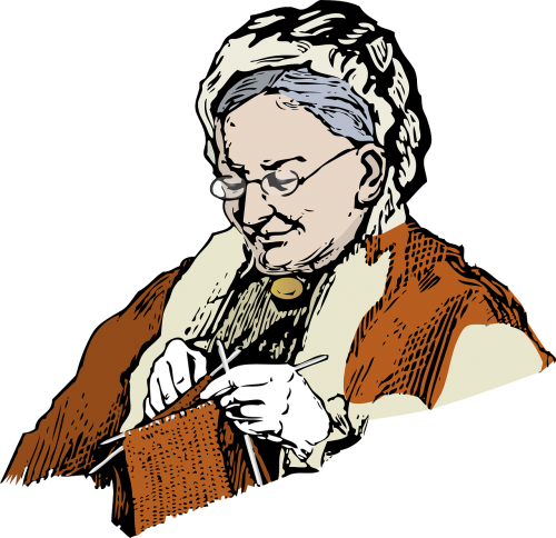 knitting elderly grandmother