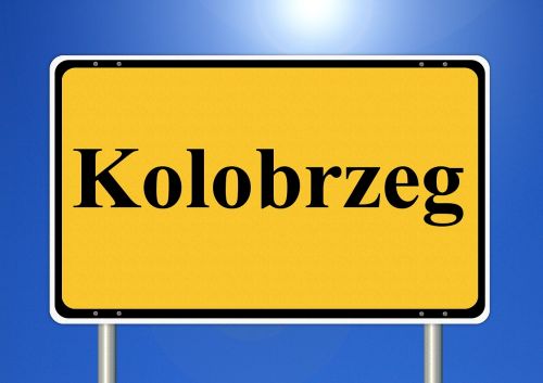 kolobrzeg town sign traffic sign