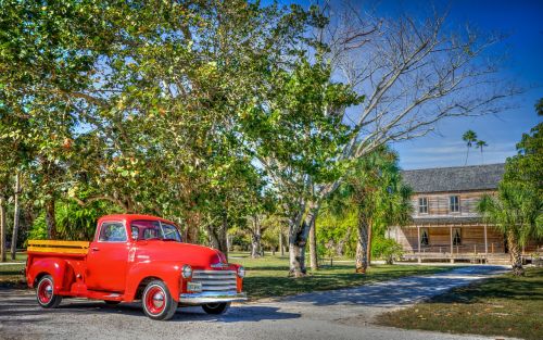 koreshan state park red 1947 chevy old