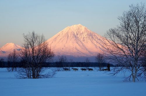 koryaksky volcano kamchatka winter