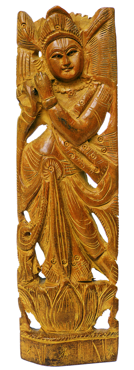 krishna holzfigur hand carved