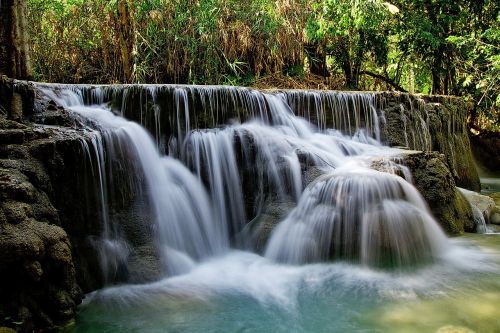 kuang si falls waterfall water