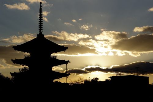 kyoto five story pagoda sunset