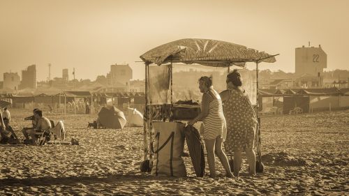 ladies selling beach