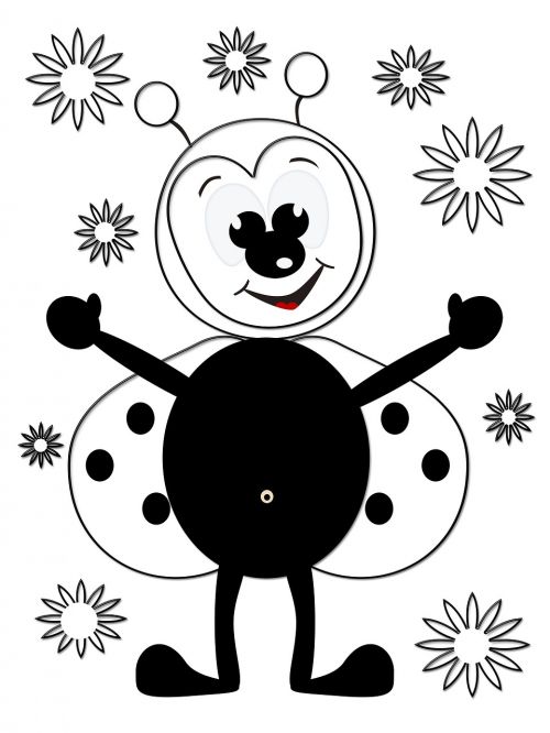 ladybug flowers coloring picture
