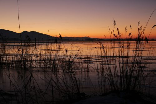 lake winter evening