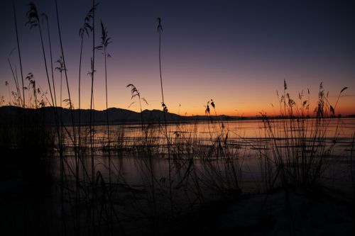 lake winter evening