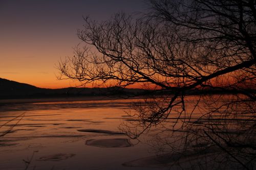 lake winter evening