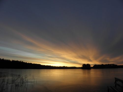 lake ice the morning sky