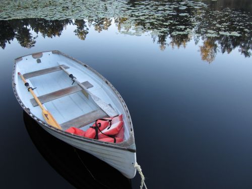 lake reflection boat