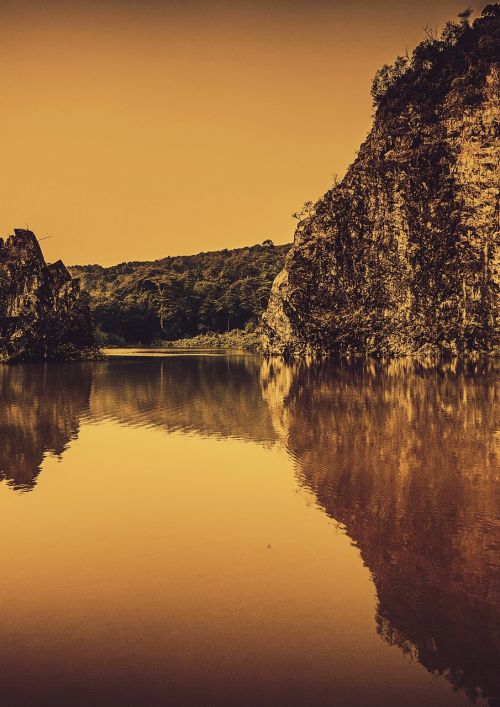 lake rock landscape