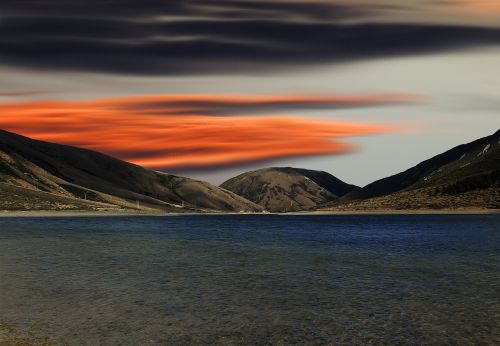 lake sunset evening