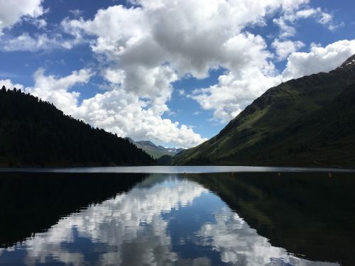 lake clouds mountains