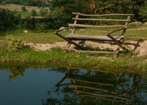 lake bench reflections