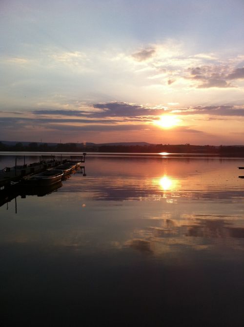 lake sunset abendstimmung