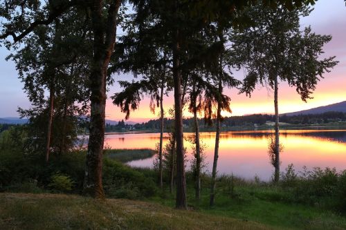 lake sunset dusk