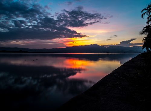 lake seascape sunset