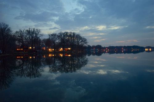 lake sunset reflection