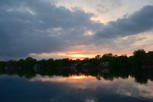 lake sunset reflection