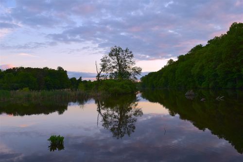 lake sunset sky