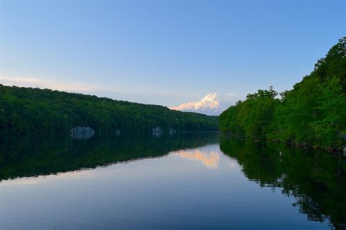 lake sunset clouds