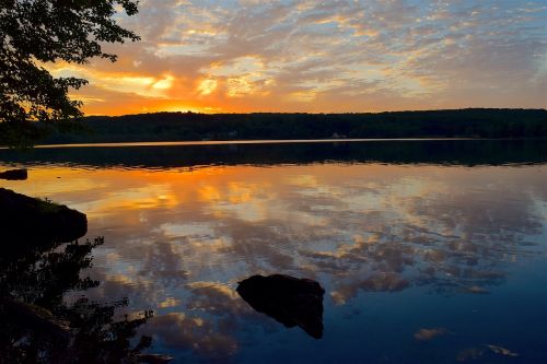 lake sunset clouds