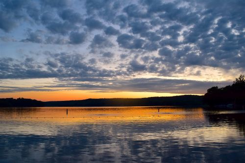 lake sunset clouds