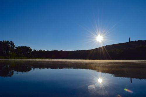 lake sunrise mist