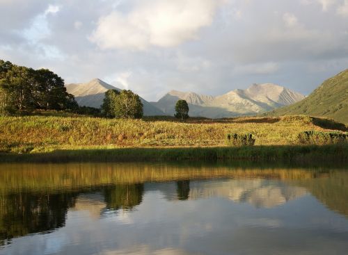 lake mountains forest