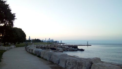lake chicago sunset