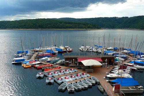 lake landscape sailing boats
