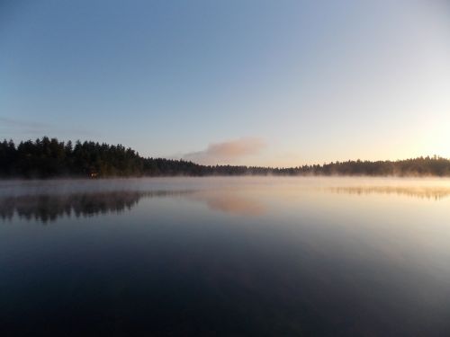 lake sunrise fog