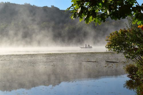 lake mist morning