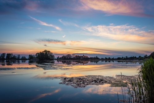 lake sunset sky