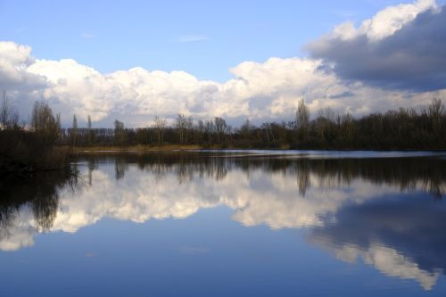 lake water clouds